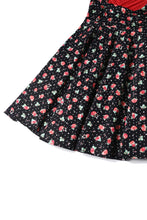 Load image into Gallery viewer, Grace Black Strawberry Pleated Bust Dress