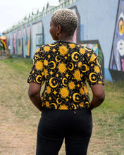 Load image into Gallery viewer, Rebel Romance Celestial Sun and Moon Cropped Boxy Tee