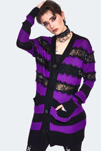 Load image into Gallery viewer, Oversized Stripe Purple Cardigan