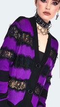 Load image into Gallery viewer, Oversized Stripe Purple Cardigan