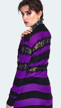 Load image into Gallery viewer, Oversized Stripe Purple Cardigan