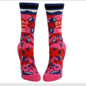 Dear Wine, Yes - Ladies Crew Socks