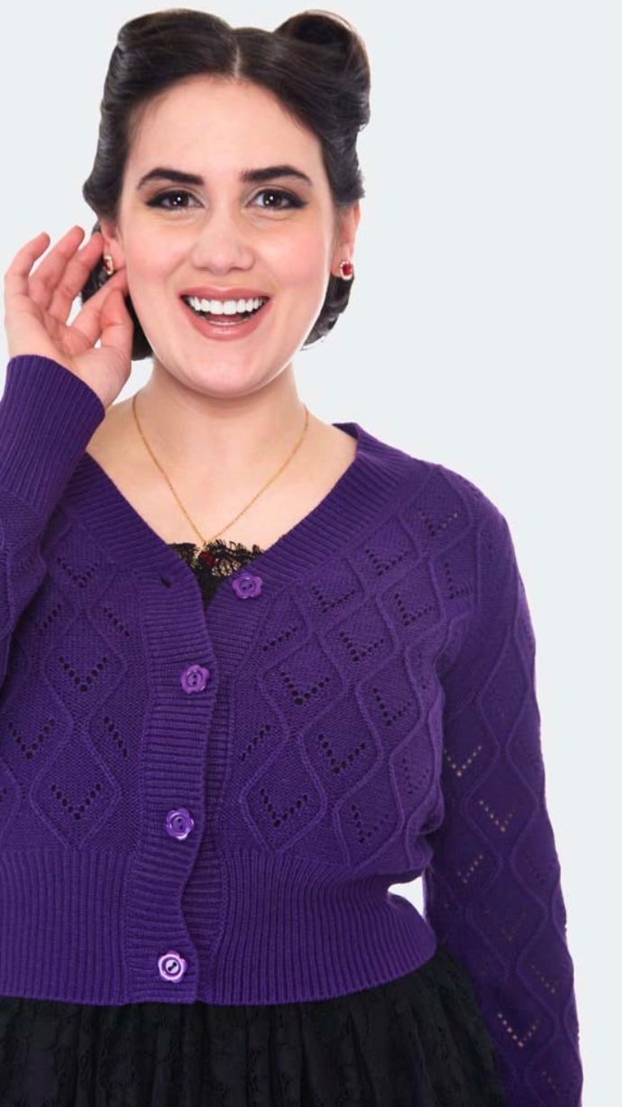 Purple Chunky Knit Cardigan