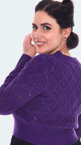 Purple Chunky Knit Cardigan