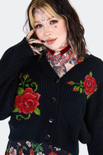 Load image into Gallery viewer, ROSE EMBROIDERED OVERSIZED CARDIGAN
