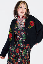 Load image into Gallery viewer, ROSE EMBROIDERED OVERSIZED CARDIGAN