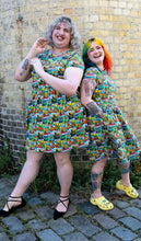 Load image into Gallery viewer, Tarot Dinosaurs Stretch Belted Tea Dress with Pockets