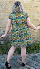 Load image into Gallery viewer, Tarot Dinosaurs Stretch Belted Tea Dress with Pockets