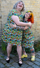 Load image into Gallery viewer, Tarot Dinosaurs Stretch Belted Tea Dress with Pockets