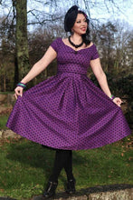 Load image into Gallery viewer, Lily Purple Polka Dot Off Shoulder Dress