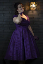 Load image into Gallery viewer, Lily Purple Polka Dot Off Shoulder Dress