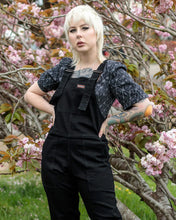 Load image into Gallery viewer, Black Stretch Denim Dungarees