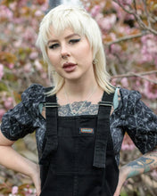 Load image into Gallery viewer, Black Stretch Denim Dungarees