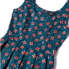 Load image into Gallery viewer, Amanda Dark Green Cute Fox Print Swing Dress