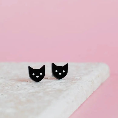 Kitty Cat Earrings Black