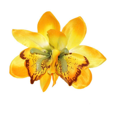 GIGI Double Orchid Tropical Hair Flower - Yellow