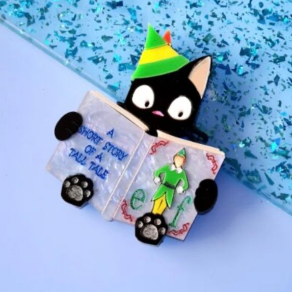 BUDDY THE ELF BOOK CAT BROOCH