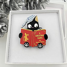 Load image into Gallery viewer, CHRISTMAS CAROL CAT BROOCH