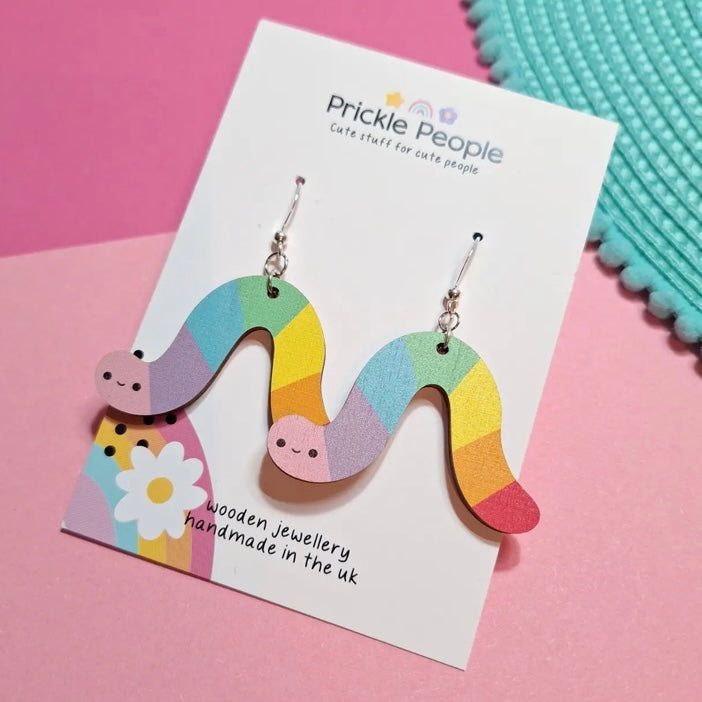 Rainbow Worm Earrings