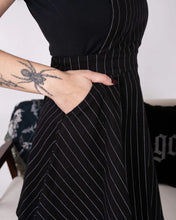 Load image into Gallery viewer, Black &amp; White Pinstripe Flared Pinafore Dress