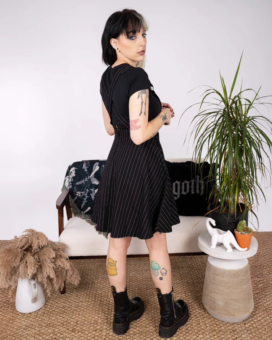 Black & White Pinstripe Flared Pinafore Dress Black & White Pinstripe Flared Pinafore Dress