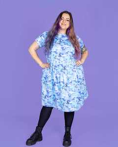 Winter Friends Stretch Belted Tea Dress with Pockets