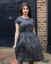 Load image into Gallery viewer, Retro Tattoo Stretch Belted Tea Dress with Pockets