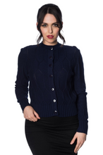 Load image into Gallery viewer, Cable Knit Cardigan Navy Blue
