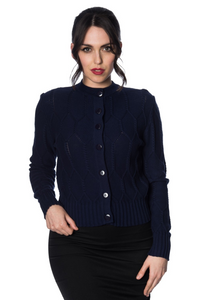 Cable Knit Cardigan Navy Blue