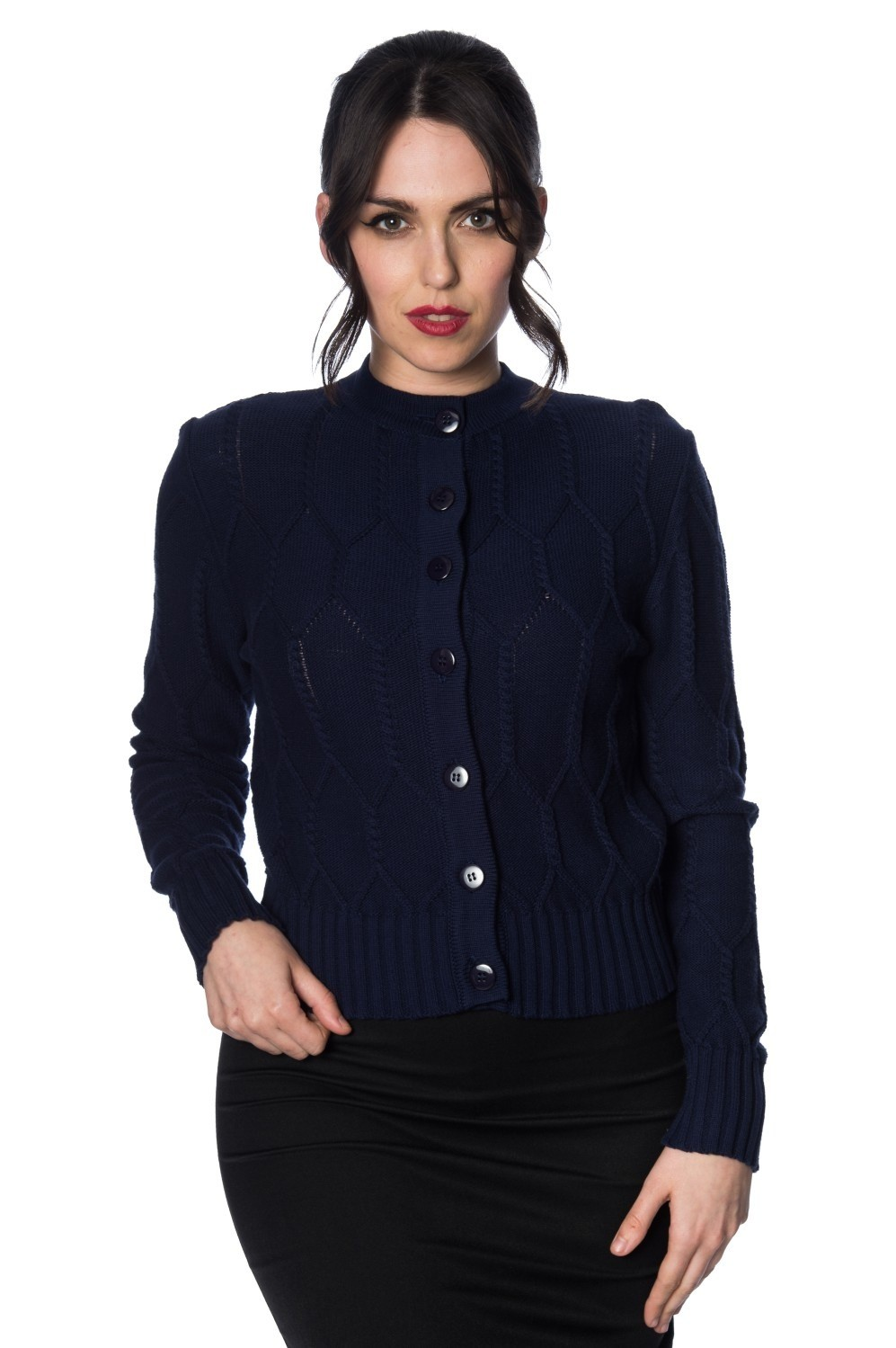 Cable Knit Cardigan Navy Blue