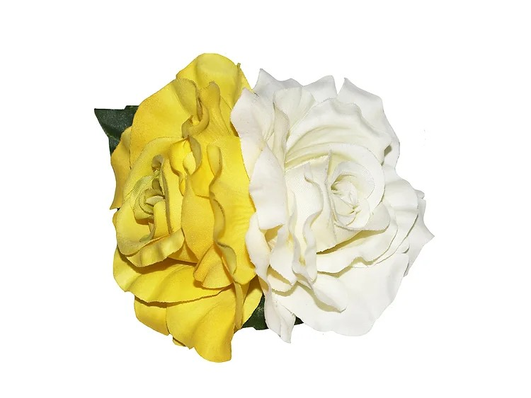 ANITA Yellow & Cream Double Pinup Rose Hair Flower