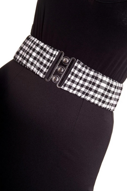 Vintage Stretch Belt Gingham Black Check Hell Bunny