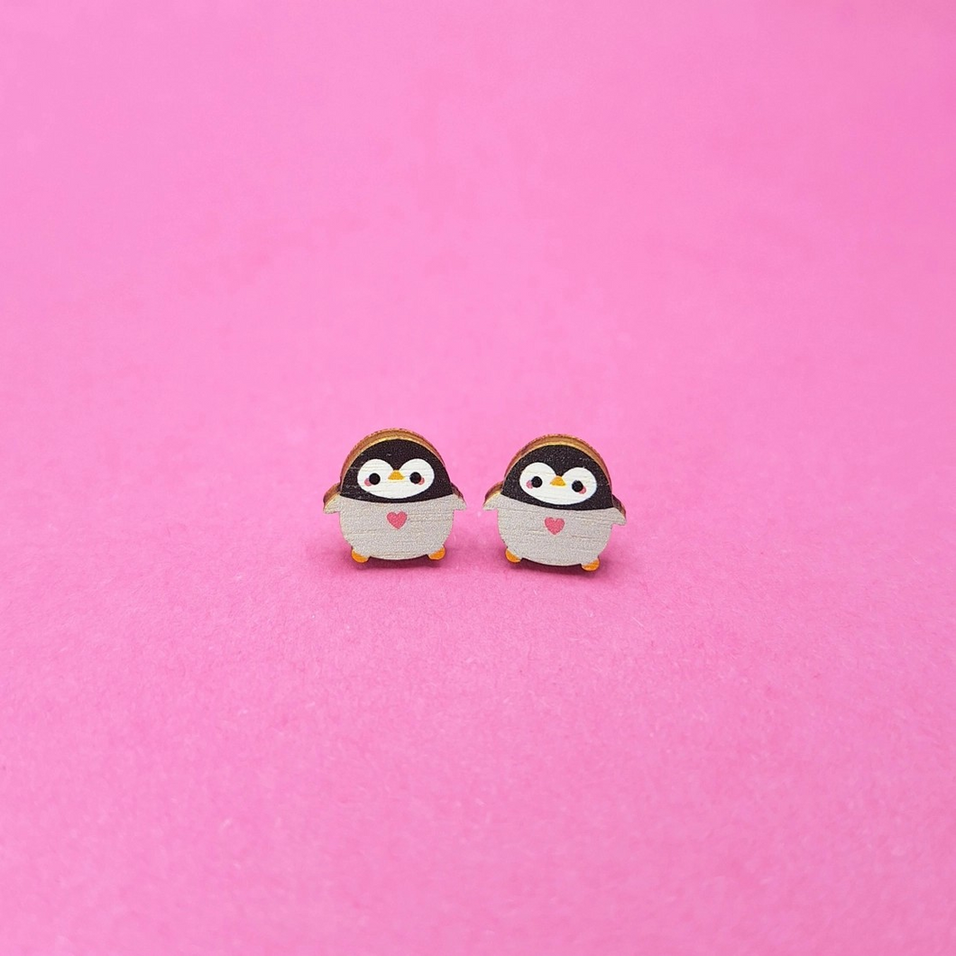 Penguin stud earrings