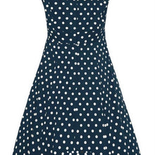 Load image into Gallery viewer, Claudia Blue &amp; White Polka Dot 50’s Dress