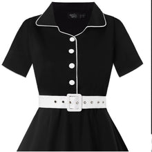 Load image into Gallery viewer, Penelope Diner Rockabily Dress Black &amp; White