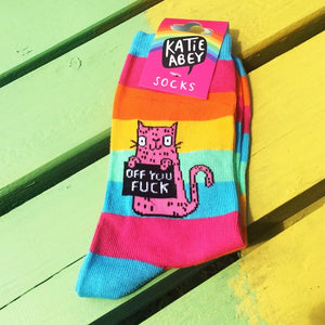 Katie Abey Off You Fuck Rainbow Socks