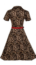 Load image into Gallery viewer, Penelope Rockabilly Leopard Print Shirt Dress