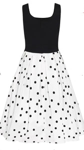 Amanda White & Black Polka Dot Swing Dress