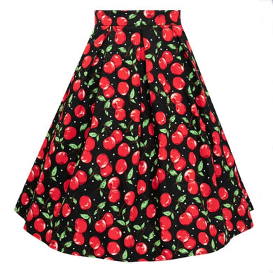 Carolyn Box Pleat Skirt Cherry Print
