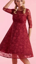 Load image into Gallery viewer, Madeline Long Sleeved Burgundy Lace Dress