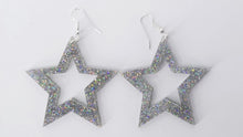 Load image into Gallery viewer, Silver Glitter Star Earrings