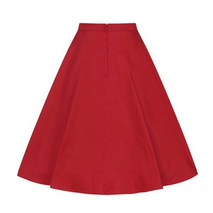 Collectif Mainline Matilda Classic Cotton Swing Skirt Red