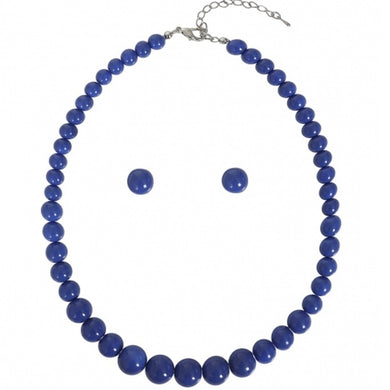 Natalie Bead Necklace Set Blue