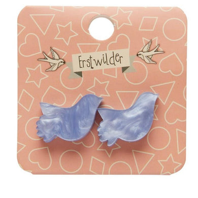 Erstwilder Bird Ripple Resin Stud Earrings Blue