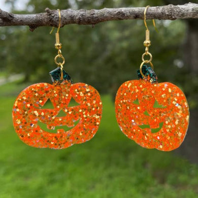 Sparkly Jack O Lantern Earrings