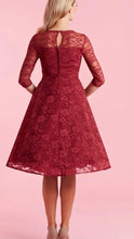 Load image into Gallery viewer, Madeline Long Sleeved Burgundy Lace Dress
