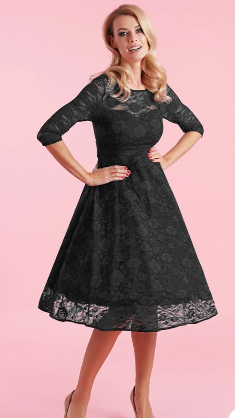 Edwina Black Satin Lace Detail Bodycon Mini Dress