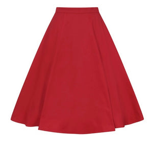 Collectif Mainline Matilda Classic Cotton Swing Skirt Red