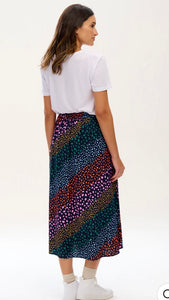 Zora Skirt Painterly Spot Stripe