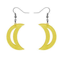 Load image into Gallery viewer, Erstwilder Crescent Moon Glitter Resin Drop Earrings - Yellow